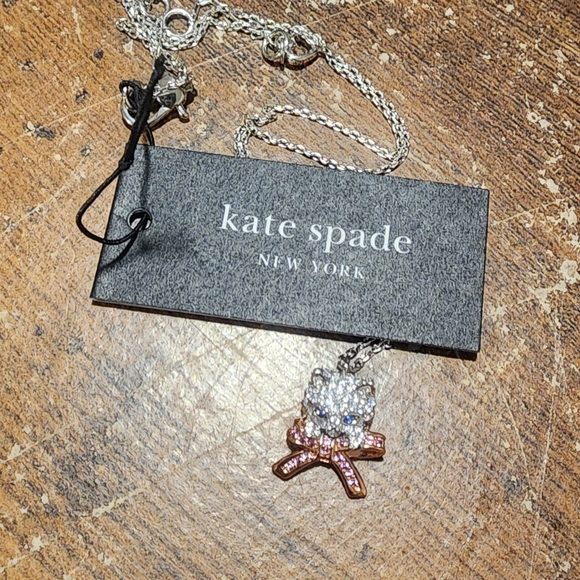 NWT Kate Spade Novelty Cat & Bow Necklace - Picture 2 of 5